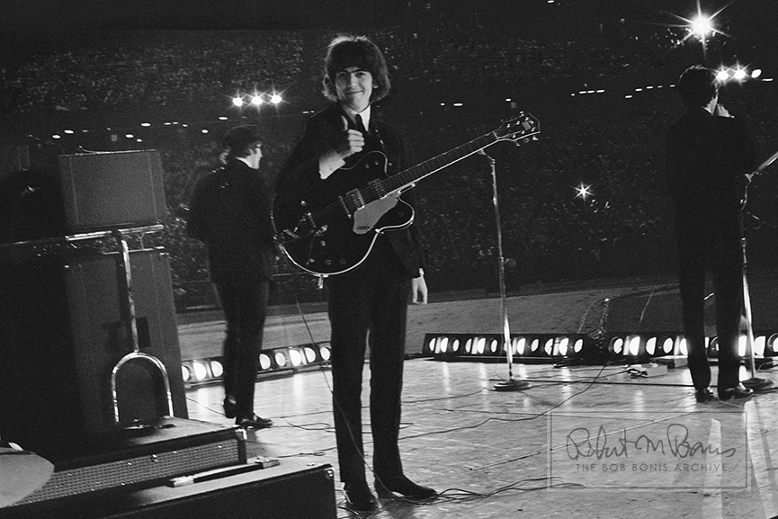 George Harrison, John Lennon and Paul McCartney, Metropolitan Stadium, Bloomington, MN, August 21, 1965 #4