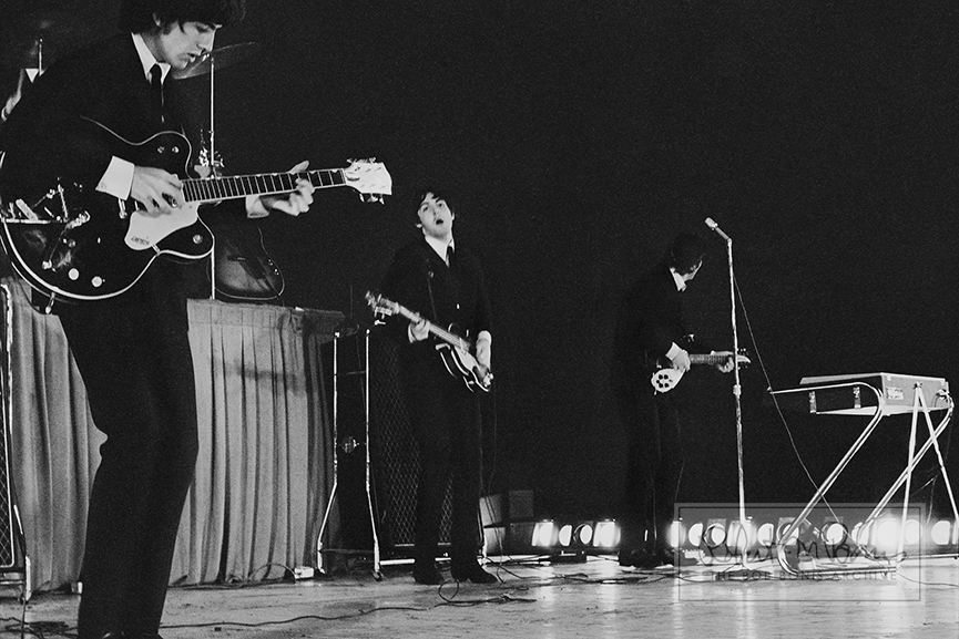 George Harrison, John Lennon and Paul McCartney, Metropolitan Stadium, Bloomington, MN, August 21, 1965 #5