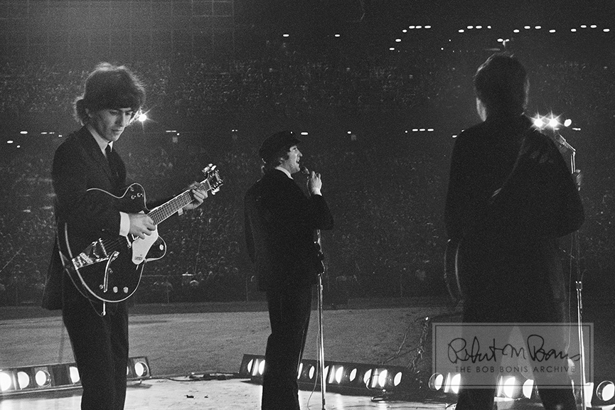 George Harrison, John Lennon and Paul McCartney, Metropolitan Stadium, Bloomington, MN, August 21, 1965 #2