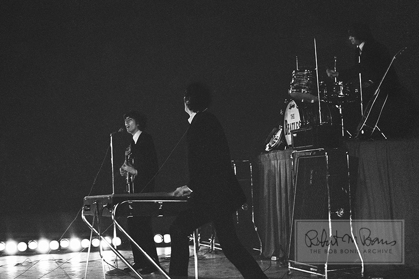 George Harrison, John Lennon and Ringo Starr, Metropolitan Stadium, Bloomington, MN, August 21, 1965